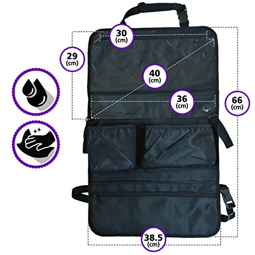 Auto-Rücksitz Organizer & Sitzschoner mit Tablet Halter für Kinder – vielfältiger Rückenlehnen-Schutz für mehr Ordnung im Auto mit Touch Screen Tablet-Fach oder DVD Halterung & 5 Taschen - 3