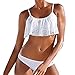 Produktbild Bademode Bikini Set, Beikoard Damen Badebekleidung geometrisch Netz Garn Bikini Set Bandage Push-up gepolstert Badeanzug feste Farbe Badestrand Bademode (Weiß, S)