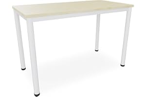 Dila GmbH Schreibtisch/Besprechungstisch in verschiedenen Größen und Farben weißes Metallgestell Konferenztisch Arbeitstisch (B: 120 cm x T: 60 cm, Ahorn)