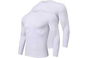 Djtnzdm T Shirt Polaire Thermique Homme Hiver Hauts Thermiques Chaude Sport Compression T-Shirts Thermolactyl à Manches Longues Lot de 2