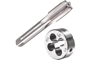 Saipor M16 X 1.5 Metric Tap and Die Set M16 X 1.5mm HSS Straight Fluted Machine Thread Right Hand Screw Tap and Round Threading Die