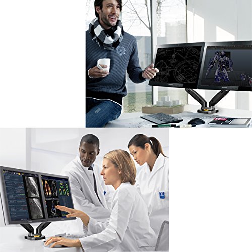 Cusfull Dual Tischhalterung Monitorhalterung Monitor Ständer Schwenkbarme für 2 LCD LED Monitore 17“-27“ – Einstellbar VESA 75 / 100 - 7