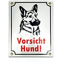 Emailschild VORSICHT HUND 20x15 cm Warnschild wetterfest und lichtecht | Schild Emaille
