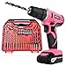 Price comparison product image Hi-Spec Pink 10.8V Cordless Drill Driver with 1500 mAh Lithium-Ion Battery, 19 Position Keyless Chuck, Variable Speed Switch and 30 Piece Drill and Screwdriver Bit Accessory Set in Storage Case