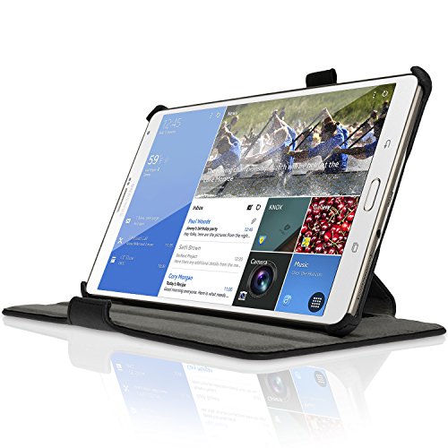 igadgitz Schwarz PU Ledertasche Hülle Cover für Samsung Galaxy Tab S 8.4″ SM-T700 mit Multi-Winkel Betrachtungs + Auto Sleep/Wake + Handschlaufe + Displayschutzfolie - 7