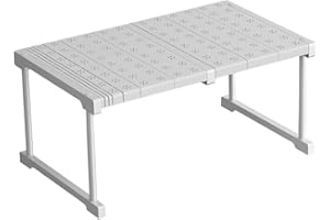 Redwestmelon Expandable Closet Shelf Adjustable Wardrobe Cupboard Storage Organiser Rack Under Sink Rack White Separator Divider Shelves for Wardrobe, Kitchen, Cupboard, Bathroom