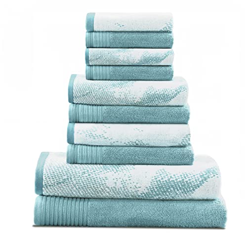 Superior Set di 10 asciugamani assortiti in cotone massiccio e marmo, include 2 da bagno, 4 mani, 4 asciugamani da bagno/viso, morbidi, assorbenti, accessori decorativi per il bagno, essenziali per la