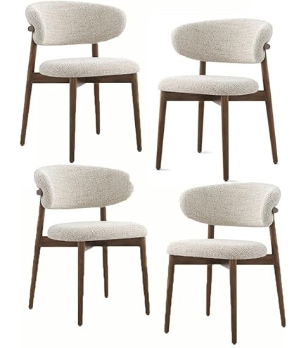 Lot De 4 Chaises De Salle à Manger En Bois Massif Avec Dossier Incurvé Et Patins