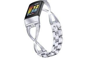 Chofit Bracelet de rechange compatible avec Fitbit Charge 6/Charge 5, bracelet en acier inoxydable en forme de X, accessoire pour traqueur d'activité Charge 5