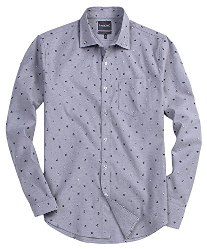blackmogoo Mens Casual Slim-Fit Anchor 