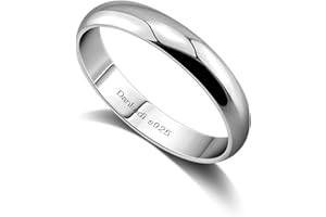 Dankadi Anello di fede nuziale in argento 925, larghezza 3,5 mm, placcato oro, misura 44 a 70 mm, per coppia, sposo, semplice e liscio a cupola, per donna, uomo, regalo per amore, matrimonio, amica,