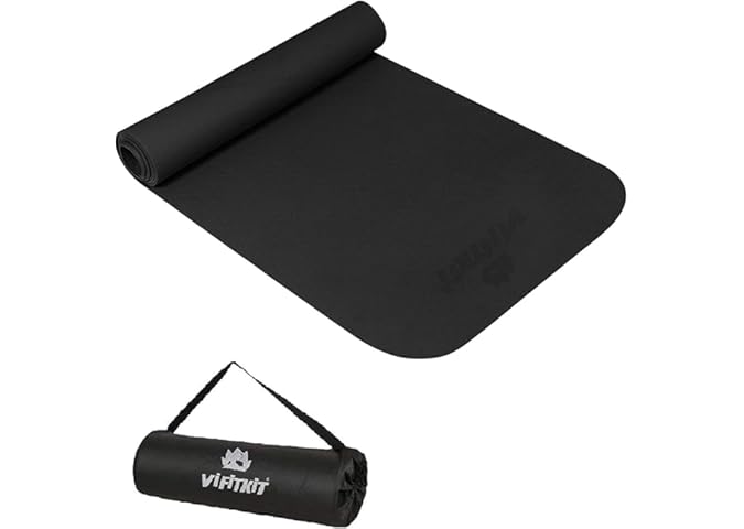 Vifitkit Anti-Skid Yoga Mat with Carry Bag For Home Gym & Outdoor Workout, Water-Resistant, Soft, Easy to Fold (4mm)