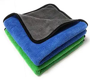 SOBBY Micro Fiber Lint-Free 800 GSM Dual Sided, Extra Thick Plush Towels (Multicolour, 40cm x 40cm ) - 2 Pieces