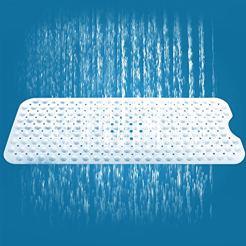 Diossad Badewannenmatte Weiß Extra Langes Nicht Toxisches Vinyl Anti Rutsch Sicherheits Saugnapf Badematte - 6
