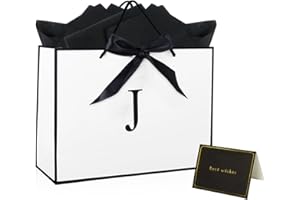 NWVUOP 11" Birthday Gift Bag for Presents, Medium Personalised Gift Bag for Birthday Christmas Wedding Baby Shower(Letter J)