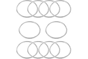 XANQKNG 10 Pcs Welded Round Rings Alloy Welded O Rings Multi-Purpose Sliver Metal O Rings for Craft DIY Accessories Belts Dream Catcher Craft DIY Jewelry Making (50MM)