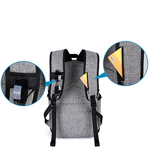 Lmeison Laptop-Rucksack mit USB-Ladeanschluss und Anti-Diebstahl Lock 12-16 Zoll Laptoptasche Wasserdichte Schulrucksack Unisex Daypack     Grau