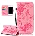 Produktbild Roreikes Apple iphone 7 Plus Hülle, iphone 7 Plus Case (5.5 Zoll), Muster PU Leder Handyhülle Flip Wallet Cover Blume Schmetterling Pattern Hülle Bookstyle Tasche mit Strap Portable Carrying Schutz Cases Etui Lederhülle Handytasche mit Magnetic Closure Stand ID Card Slots Pouch Soft Silikon für Apple iphone 7 Plus (5.5 Zoll) (Rosa)