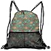 Produktbild RAINNY Drawstring Backpacks Bags,Ethnic Image with Swirls Floral Details Paisley Design Fern Green Backdrop,5 Liter Capacity,Adjustable