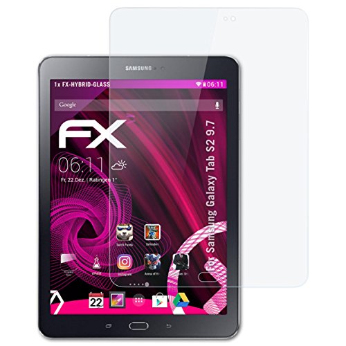 Samsung Galaxy Tab S2 9.7 Glasfolie - atFoliX FX-Hybrid-Glass hartbeschichtete elastische 9H Kunststoffglas Folie