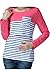 Bearsland Women's Maternity Nursing Striped Patchwork Breastfeeding Top