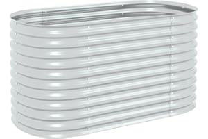 vidaXL Garden Raised Bed - Galvanised Steel Silver Planter - Weather Resistant Outdoor Use - Spacious for Plants, Vegetables, Herbs, and Flowers - DIY Assembly