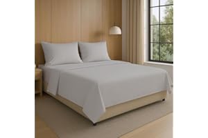 NARCISO Lenzuolo Sopra Matrimoniale 240x290 in Microfibra Tinta Unita Embossed, Lenzuolo Senza Angoli Matrimoniale Traspirante ed Anallergico, Biancheria da Letto Made in Italy (2P, Grigio Chiaro)