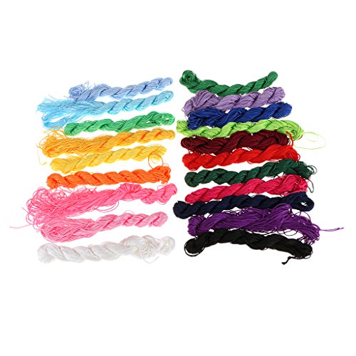 MagiDeal 20pcs 28 Meter x1 mm Geflochtenes Chinesisch Verknoten Makramee Satin Schnur - 8
