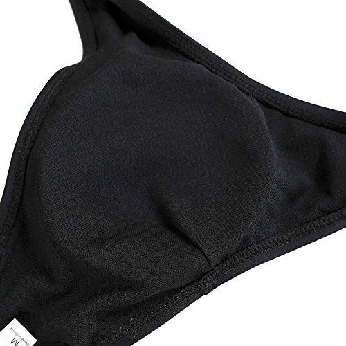 ASCHOEN Damen Push-Up Schwarz Badeanzug Bademode Neckholder Swimwear Bikini Set - 4