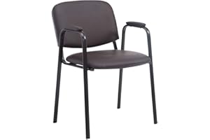 CLP Chaise De Visiteur Ken Pro Similicuir I Accoudoirs Rembourrés I Siège De Salle D'Attente I Piètement en Metal, Couleur:Marron