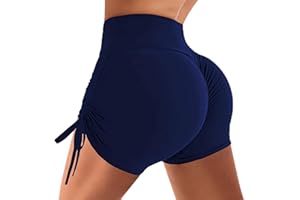HAWILAND Women Gym Shorts Ruched Butt Adjustable Short Pants Drawstring Side V Waist Athletic Shorts Running Short