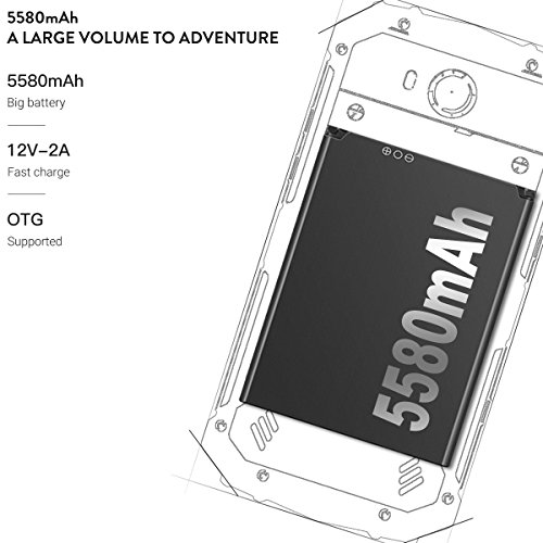 Outdoor Handy, DOOGEE S60 4G Dual SIM Smartphone Ohne Vertrag Android 7.0, 5,2 Zoll FHD Display mit 6GB / 64GB, 21 MP Hauptkamera, 5580mAh 12V2A Fingerabdruck NFC IP68 Wasserdichte Smartphone -Schwarz