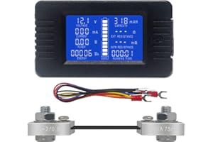 KETOTEK Miernik baterii DC Woltomierz Amperomierz Monitor energii Monitor LCD Multimetr cyfrowy Napięcie Prąd Cap Ohm Godzina Miernik SOC LCD DC 0-200V 100A Bocznik