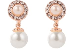 BSLVWG Pendientes de Clip, Pendientes de Clip de Perla Hipoalergénico No Pierced Pendientes de Clip CZ Clip de Moda Lindo en Pendientes Pendientes de Clip para Mujeres Grils