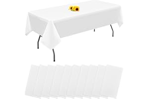 YMHPRIDE 10 Packungen Einweg-Tischdecken Weiß rechteckige Kunststoff-Tischdecke 137 cm x 274 cm Premium-schmutzabweisende/wasserdichte Tischdecken für Geburtstag,Hochzeit,Party,Grillen,Picknick-Dekoration