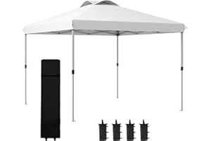 Outsunny Tonnelle Barnum pavillon de Jardin Pop-up Pliant 3 x 3 m avec Sac de Transport à roulettes, hauteurs réglables