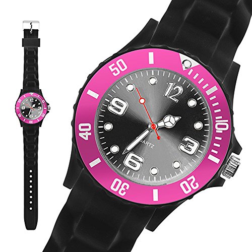 Taffstyle Sportarmbanduhren - Sportuhr Silikon Sport Uhr Herren XXL 48mm Armbanduhr Schwarz- Pink Taffstyle Sportarmbanduhren - Sportuhr Silikon Sport Uhr Herren XXL 48mm Armbanduhr Schwarz- Pink