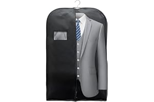 Wedcova Suit Covers for Men | Hanging Garment Bags | Travel Blazer & Jacket Bag | Clothes Storage Cover with Zipper | Suits Carrier Moth Proof Protector | 60 x 100cm (24'' x 40'') | Pack of 1 | Black