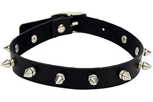 Gcroet Punk Collar Choker Vintage Punk Goth Studded Rivet Pu Leather Choker Necklace Adjustable for Women and Men Black