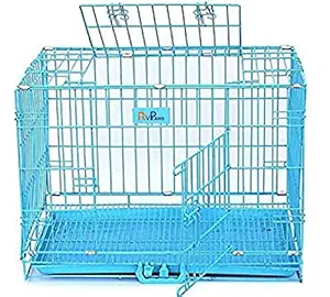 RvPaws 30 inch Iron and Plastic Cage with Removable Tray for Dogs, Cats and Rabbits (Blue)