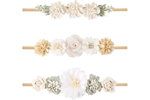 REQAG 3 StückBaby Mädchen Nylon Stirnbänder Blume elastisches Haarband Schleifen Haarschmuck für Neugeborene Kleinkinder
