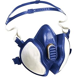 3M série 4000 - Demi-masque de protection réutilisable 3M 4277 - Filtres intégrés pour une protection contre vapeurs, gaz et particules - 1 x masque bleu/blanc