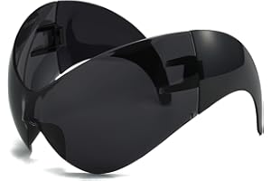 LJCZKA Y2k Futurystyczne okulary przeciwsłoneczne dla kobiet mężczyzn duże okulary przeciwsłoneczne kosmita modne okulary ochronne UV