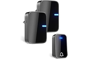 ‎DORIGHT DoRight Funkklingel, Drahtlose Türklingel Funk Set, IP44 Aussen Wasserdicht Haustür Klingel, 1 Knopf und 2 Plug-In-Empfänger, Schnurlose Türklingel mit 38 Melodien, 4 Lautstärkestufen, ohne Batterie