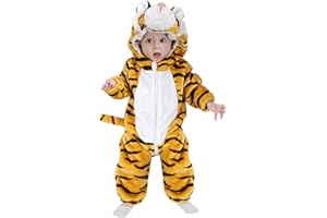 DEBAIJIA Bambino Flanella Pagliaccetto con Cappuccio 0-36M Inverno Tutina Animale Carino Jumpsuit Ragazzi Ragazze Pigiama