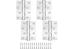 RICHSUM 4 Pcs of Fireproof Door Hinges, Mild Steel Ball Bearing Butt Door Hinge, Folding Butt Hinges Used to External Doors, Cabinets, Wooden Boxes (4inch)