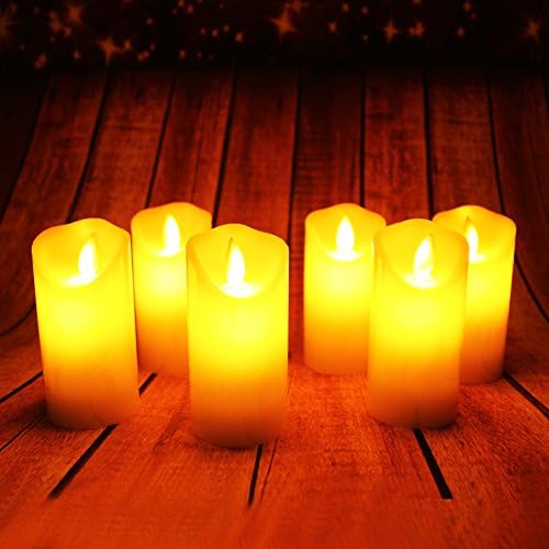 Flameless Candles,Dancing Candles Battery Candles Flickering Flameless Candles with Remote Timer - 6 Pack Diamete 2โ Height 4โ Real Wax Pillar Candles (Ivory White)
