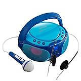 Karaoke Kinder USB MP3 CD Musik Player tragbar Mikrofon Stereo Karaoke Anlage Lichteffekt inkl. Kopfhörer