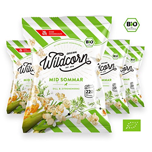 Wildcorn - salziges Popcorn - Dill Zitronengras (4x50g) | gesunder Snack | leckere Alternative zu Chips | Superfood für Büro, Unterwegs, Kino | vegan | 100% Bio | ohne Zuckerzusatz | glutenfrei | Healthy Food | Mid Sommar Wildcorn - salziges Popcorn - Dill Zitronengras (4x50g) | gesunder Snack | leckere Alternative zu Chips | Superfood für Büro, Unterwegs, Kino | vegan | 100% Bio | ohne Zuckerzusatz | glutenfrei | Healthy Food | Mid Sommar