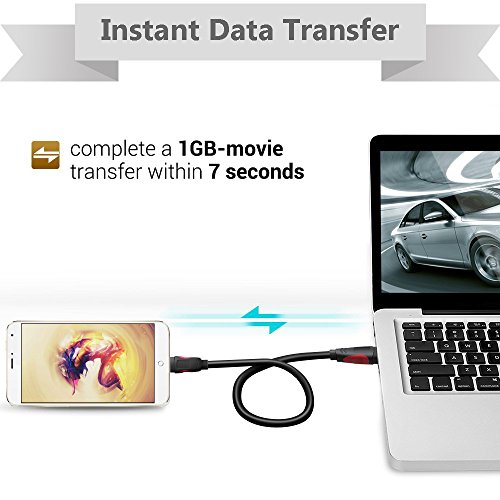 Typ C auf USB-Kabel, USB C Ladekabel, Higoo USB C Kabel Pack 2 [2M / 6.6FT + 0.25M / 0.8FT] Samsung Quick Charge Kabel 3.0 Datenübertragung USB Kabel für Huawei Honor Galaxy Nexus Lumia Schwarz Rot - 5